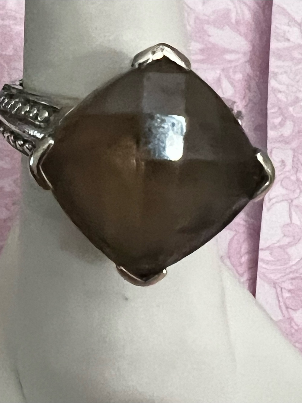 Smoky Quartz Cushion Sterling Ring - Unbranded